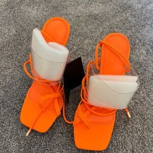 Orange strap heels